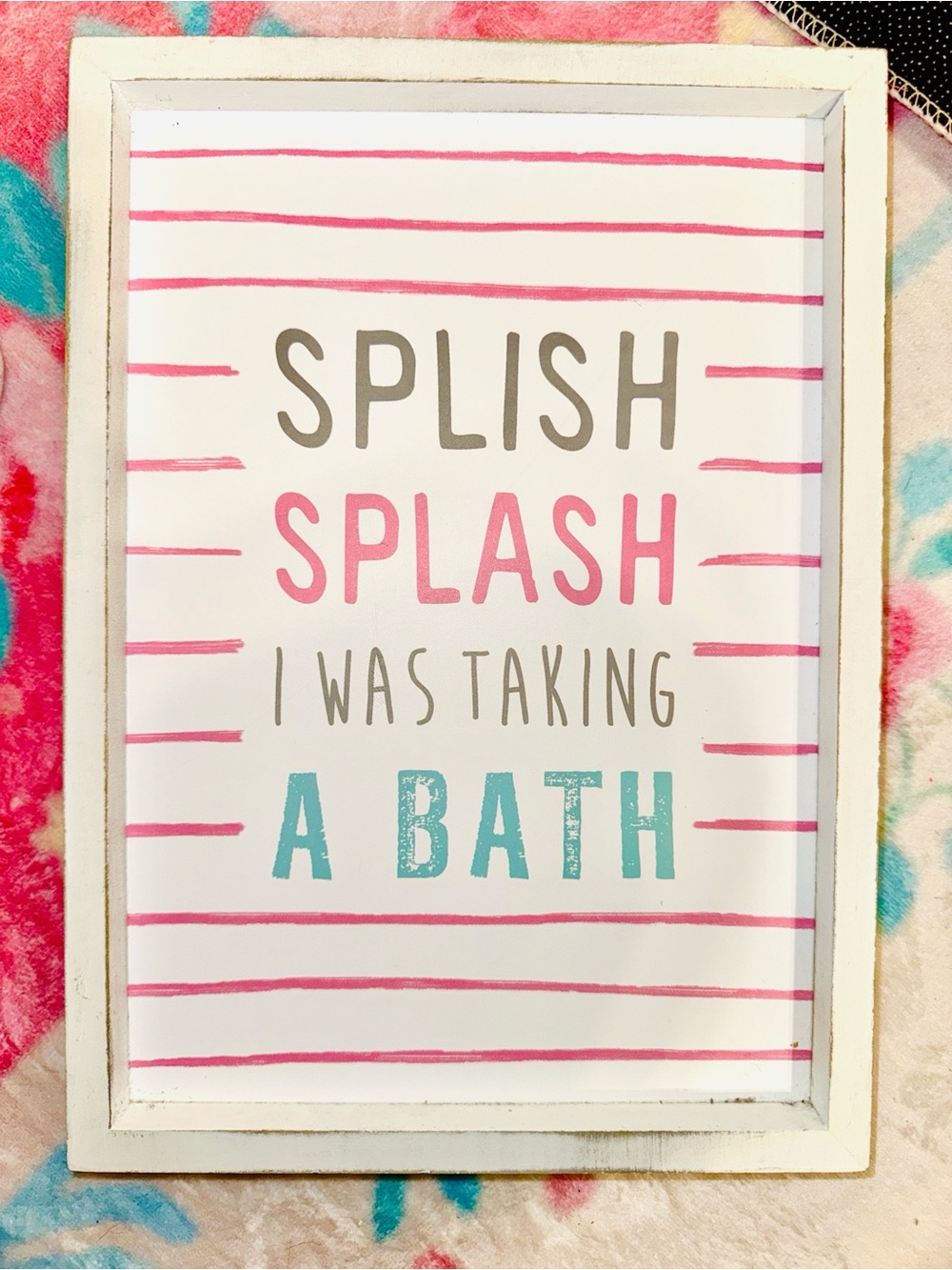 Hobby Lobby Pink & Teal 'Splish Splash' Bath Wall Sign
